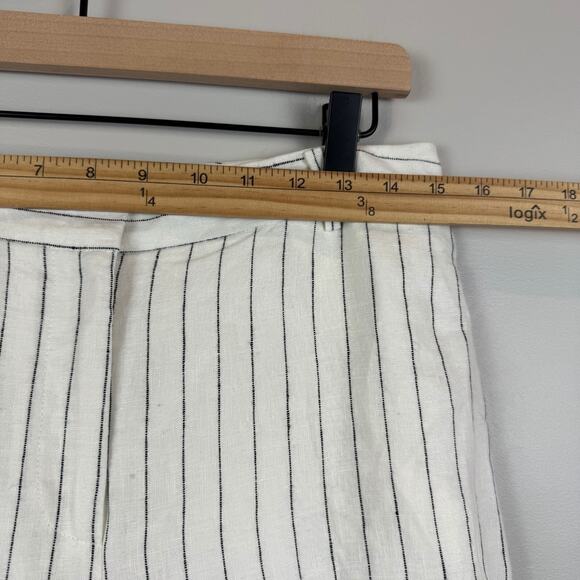Michael Kors 100% Linen Pants Womens 6 White Black Striped Wide Leg Coastal Core - Picture 8 of 11